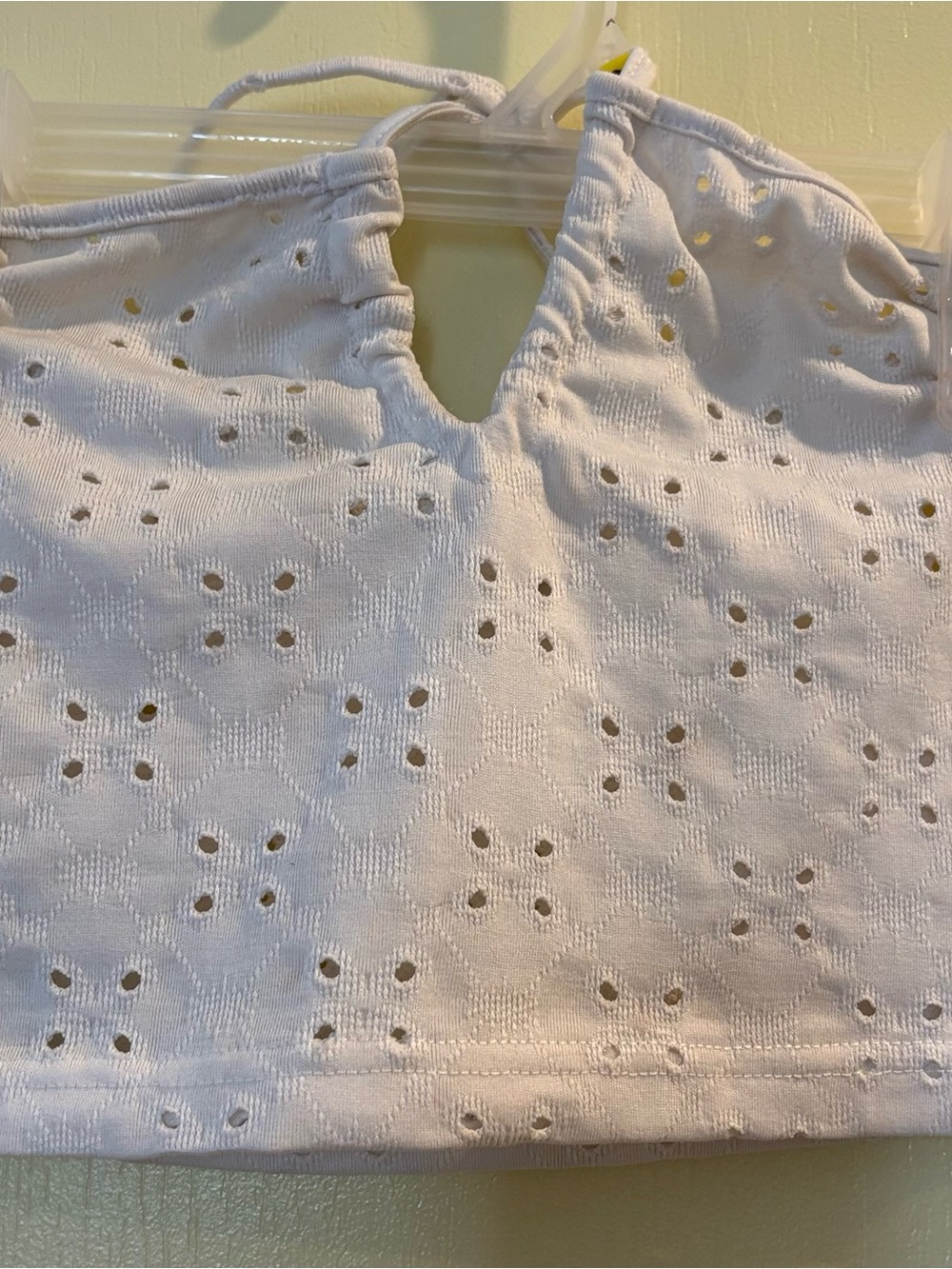 White Eyelet Halter Crop Top - Women's Summer Top